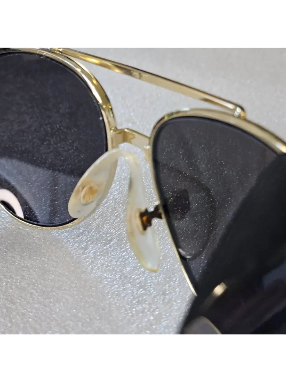 80s Pilot Aviators Sunglasses Side Shields Gold Tone Metal Rim 147 mm Motorcycle